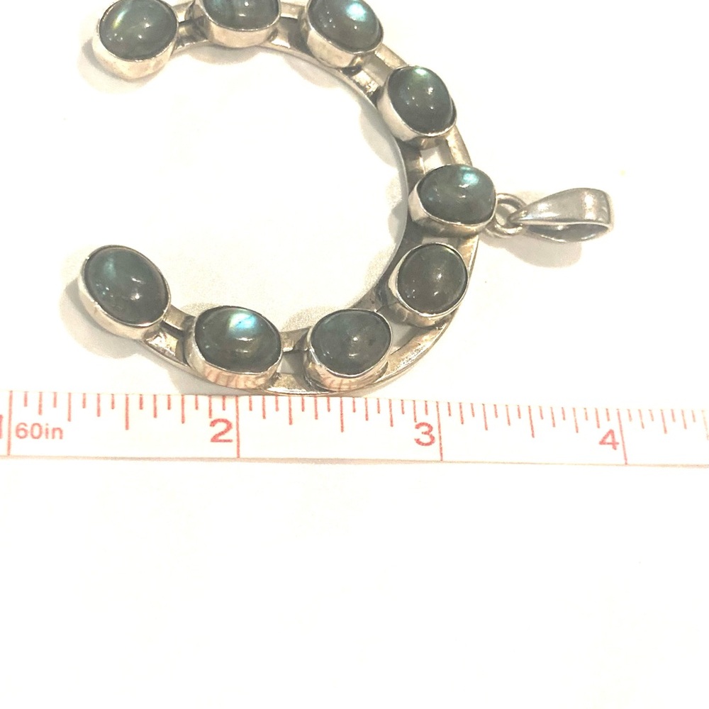 Sterling Silver Dragon Heart Pendant with Labradorite Cabochons - Picture 5 of 5